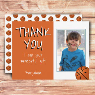 Carte Postale Balles de Basket-ball Garçon Photo Merci Anniversa