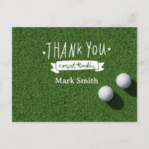 Carte Postale Balles de golf sur de l'herbe verte Merci