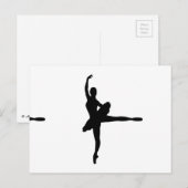 Carte Postale BALLET DANCER Arabesque (silhouette de Ballerina) (Devant / Derrière)