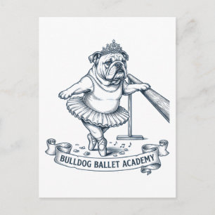Carte Postale Ballet de Bouledogue Anglais Ballerine Chien Drôle