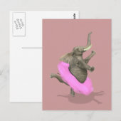 Carte Postale Ballet Elephant En Pointe (Devant / Derrière)