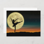 Carte Postale Ballet Lune Silhouette Danseuse (Devant / Derrière)