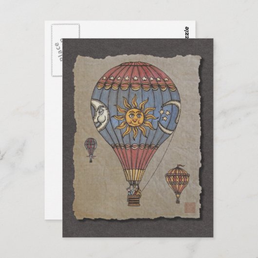Carte Postale Ballon à air chaud coloré (Devant / Derrière)