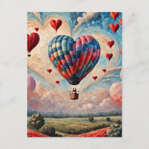 Carte Postale Ballon à air chaud en forme de cœur