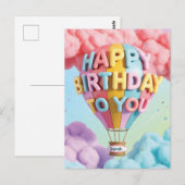 Carte Postale Ballon à air chaud "Joyeux Anniversaire" fantaisis (Devant / Derrière)