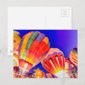 Carte Postale ballon à air chaud qui brille la nuit (Devant / Derrière)