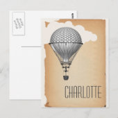 Carte Postale Ballon à air chaud Steampunk (Devant / Derrière)