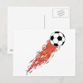 Carte Postale ballon de foot flammes feu (Devant / Derrière)
