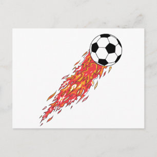 Carte Postale ballon de foot flammes feu