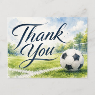 Carte Postale Ballon de soccer avec merci pour tout ce que vous 