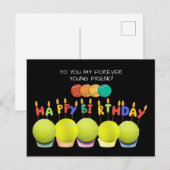 Carte Postale Ballon de tennis avec joyeux anniversaire (Devant / Derrière)