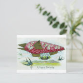 Carte Postale Ballon dirigeable d'anniversaire et oiseaux bleus (Debout devant)