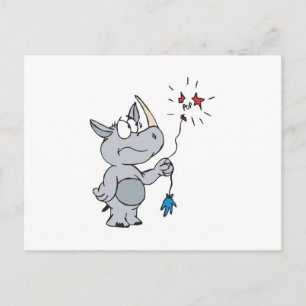 Carte Postale ballon éclaté rhinocéros triste