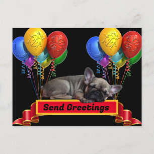 Carte Postale Ballon en forme de Bouledogue Français