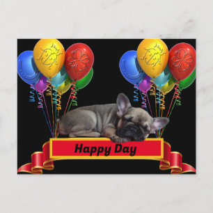 Carte Postale Ballon en forme de Bouledogue Français