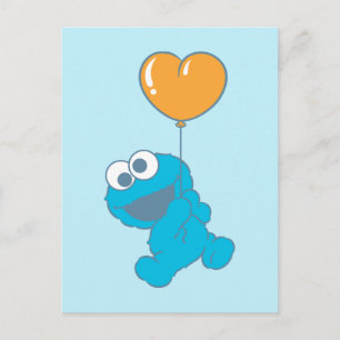 Carte Postale Ballon en forme de cœur de Cookie Monster