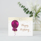 Carte Postale Ballon Joyeux Anniversaire Fleur Sparkle (Debout devant)
