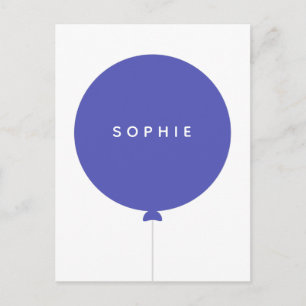 Carte Postale Ballon Moderne Nom Bleu Enfants Mignon Scandinav