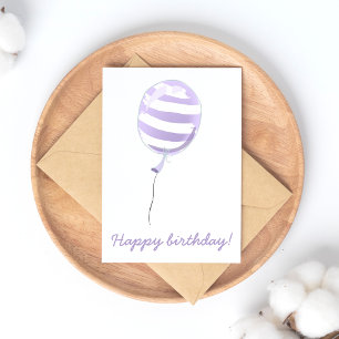 Carte Postale Ballon rayé violet mignon - Anniversaire d'enfants