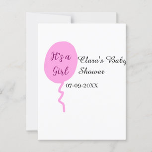 Carte Postale Ballon rose c'est une fille baby shower nom date