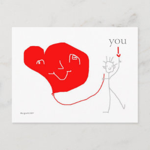carte postale ballon rouge coeur heureux