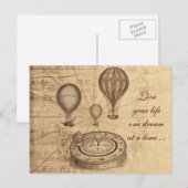 Carte Postale Ballon vintage à air chaud - steampunk (Devant / Derrière)