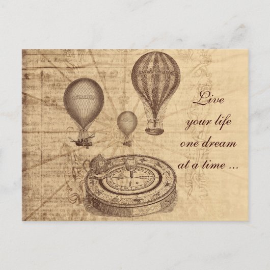 Carte Postale Ballon vintage à air chaud - steampunk (Devant)