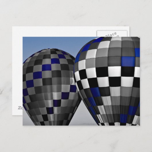 Carte Postale Ballons à air chaud bleu (Devant / Derrière)