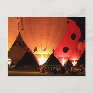 Carte Postale Ballons à air chaud brillant de nuit