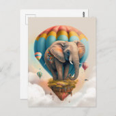 Carte Postale Ballons à air chaud Eléphant mignon animal Whimsic (Devant / Derrière)