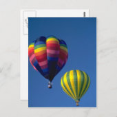 Carte Postale Ballons À Air Chaud, Jaune / Vert Et Multiples (Devant / Derrière)