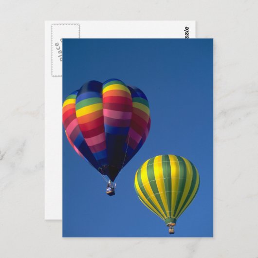 Carte Postale Ballons À Air Chaud, Jaune / Vert Et Multiples (Devant / Derrière)