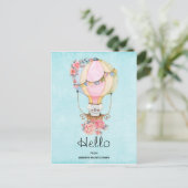 Carte Postale Ballons à air chaud mignon avec Aquarelle Ours Bon (Debout devant)