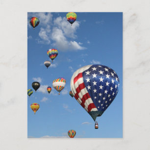 Carte Postale Ballons à air chaud rouge, blanc et bleu