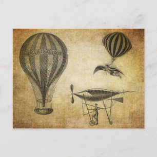 Carte Postale Ballons à air chaud vintage et dirigides