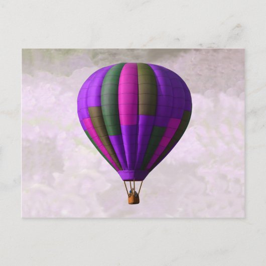 Carte Postale Ballons à air chaud violet et rose (Devant)