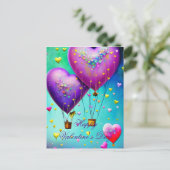 Carte Postale Ballons à air de coeur mignon valentine (Debout devant)