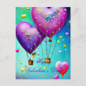 Carte Postale Ballons à air de coeur mignon valentine (Devant)