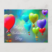 Carte Postale Ballons à coeur flottants valentine (Devant)