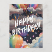 Carte Postale Ballons arc-en-ciel modifiable Bithday saluant (Devant)