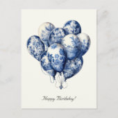 Carte Postale Ballons Bleus Delft, Joyeux anniversaire (Devant)