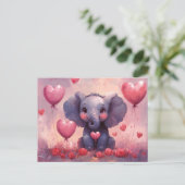 Carte Postale Ballons Coeur de veau Eléphant mignon (Debout devant)