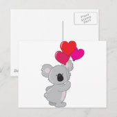 Carte Postale Ballons Coeur Koala (Devant / Derrière)