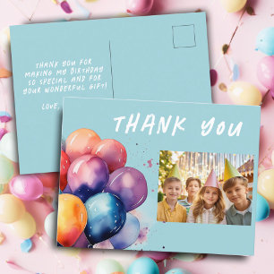 Carte Postale Ballons Colorés Enfants Anniversaire Photo Merci
