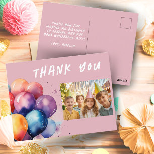 Carte Postale Ballons Colorés Enfants Anniversaire Photo Merci