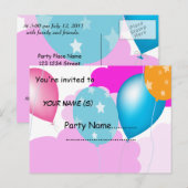 Carte Postale ballons colorés et nuages invitation (Devant / Derrière)