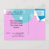 Carte Postale ballons colorés et nuages invitation (Dos)