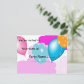 Carte Postale ballons colorés et nuages invitation (Debout devant)