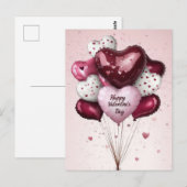 Carte Postale Ballons colorés Salutation de Valentine (Devant / Derrière)