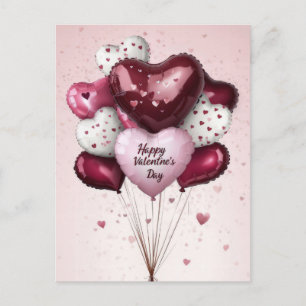 Carte Postale Ballons colorés Salutation de Valentine